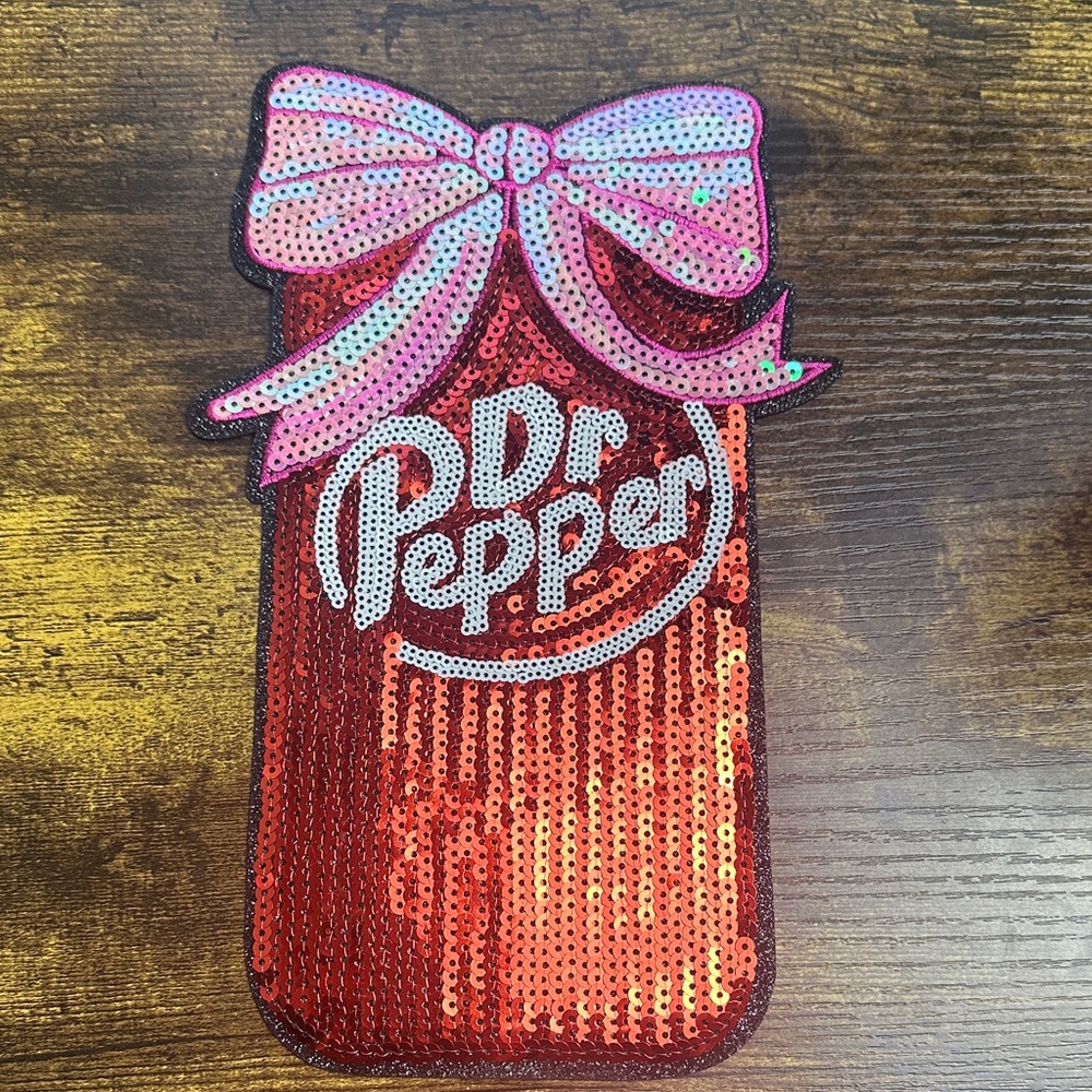 Dr Pepper Sequin Patch- Red and Pink